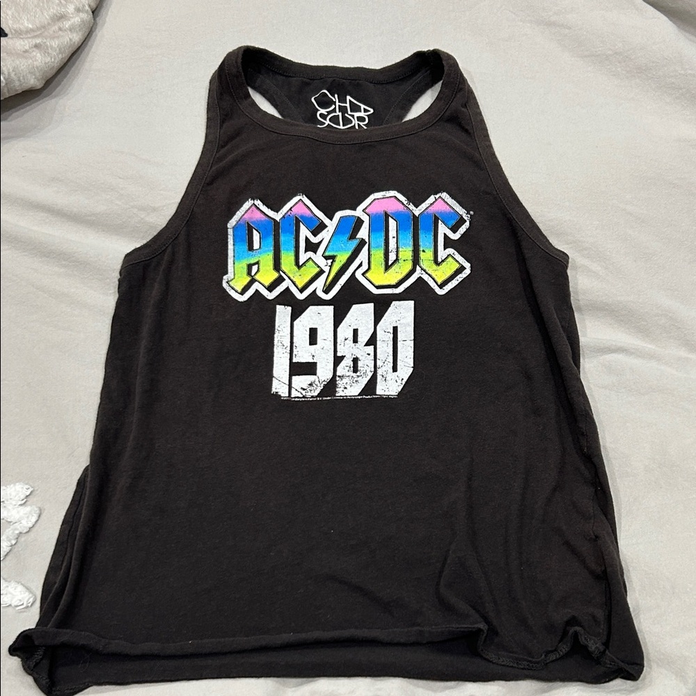 Chaser AC/DC Black Racer Back Tank Top M